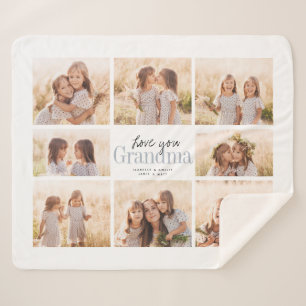 Couverture Sherpa Custom Love You Grand-mère Petits-enfants Collage