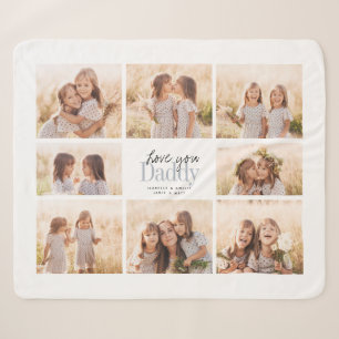 Couverture Sherpa Custom Love You Papa Fête des pères Photo Collag