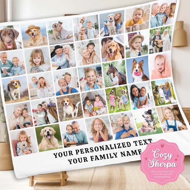 Couverture Sherpa Custom Modern Cute Family Gift 35 Photos Collage (Créateur téléchargé)