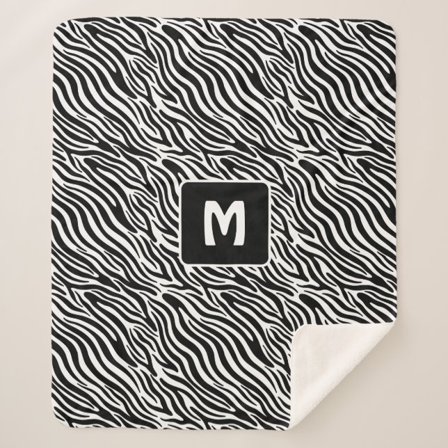 Couverture Sherpa Custom Monogram Zebra Pattern (Devant)
