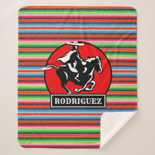 Couverture Sherpa CUSTOM NAME Charro Horse Spanish Mexican Serape