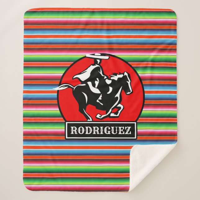 Couverture Sherpa CUSTOM NAME Charro Horse Spanish Mexican Serape (Devant)