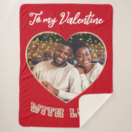 Couverture Sherpa Custom Photo Romantic Heart Valentine’s Day Red