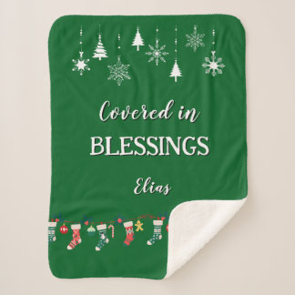 Couverture Sherpa Customizable Sherpa Blanket Green Christmas Gift