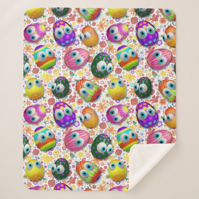 Couverture Sherpa Cute and Funny Easter Eggs Cartoon (Devant)