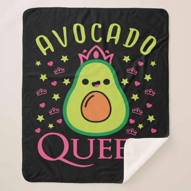 Couverture Sherpa Cute Avocado Queen with Heart Keto Girl Cooking  (Devant)