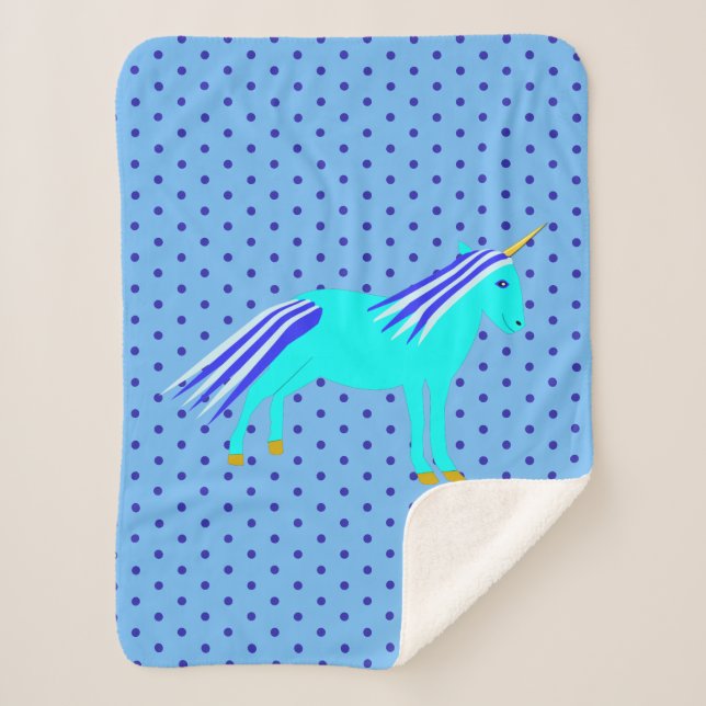 Couverture Sherpa Cute Blue Baby Boy Unicorn (Devant)