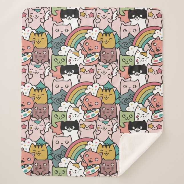 Couverture Sherpa Cute Cats Sherpa Blanket (Devant)