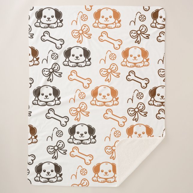 Couverture Sherpa Cute Chiot Sherpa Blanche (Devant)