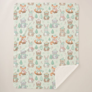 Couverture Sherpa Cute Christmas Animals Seamless Pattern
