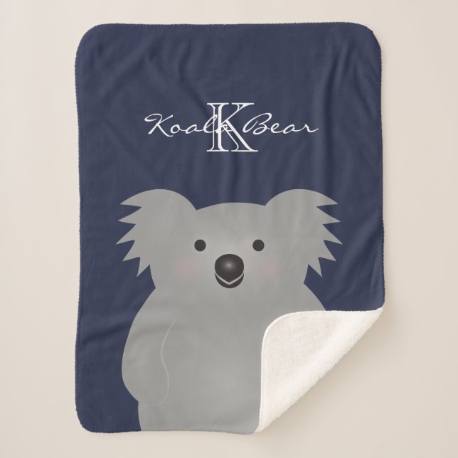 Couverture Sherpa Cute Cudely Australia Baby Koala Oear Monogramme (Devant)