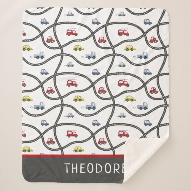 Couverture Sherpa Cute Custom Little Boy Nom Enfants Voiture (Devant)