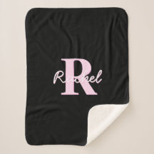 Cute Customizable Monogram | Light Pink & Black