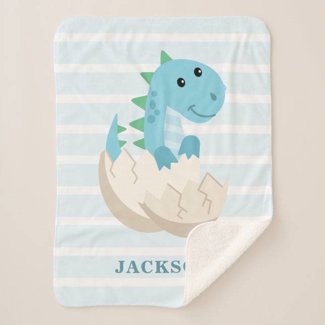Couverture Sherpa Cute Dinosaur Baby Boy Personnalisé (Devant)