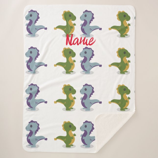 Couverture Sherpa Cute Dinosaur Paire Thunder_Cove (Devant)