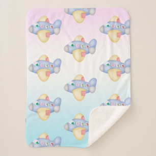 Couverture Sherpa Cute dinosaure avion anniversaire de enfant étudia