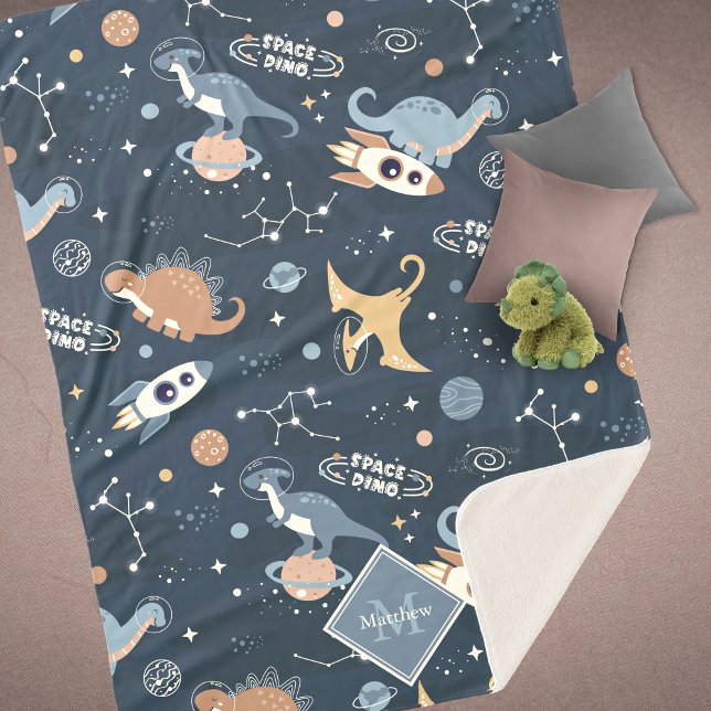 Couverture Sherpa Cute Dinosaurs in Space Pattern Kids (Créateur téléchargé)