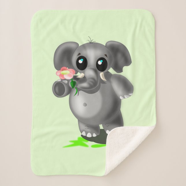 Couverture Sherpa Cute Elephant Baby Sherpa Blanket - Choisissez la  (Devant)