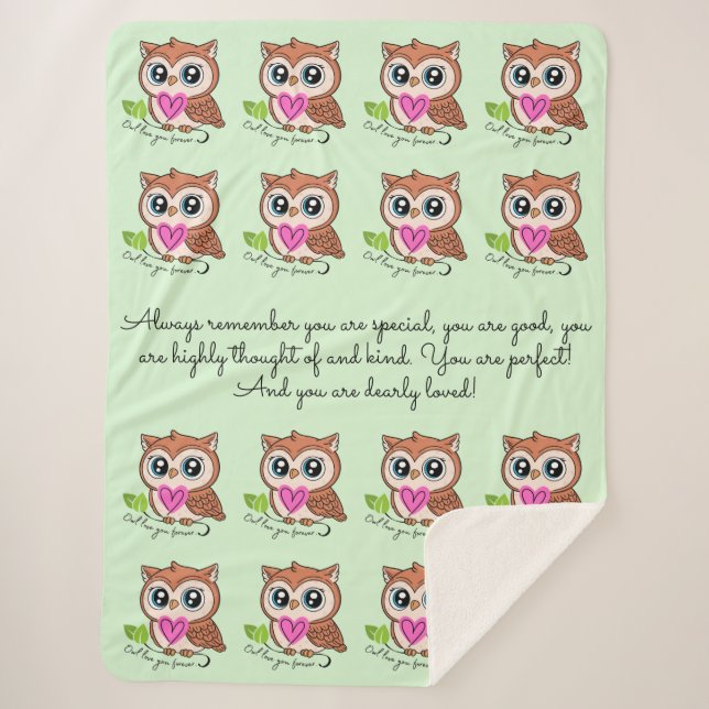Couverture Sherpa Cute et Comfy Owl Love You Forever Sherpa Blanket (Devant)