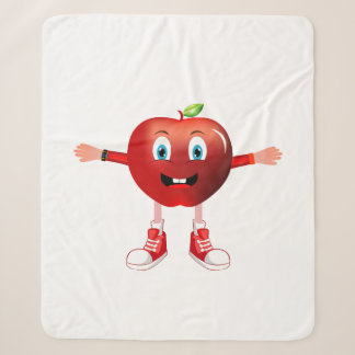 Couverture Sherpa Cute Happy Red Apple Cartoon Blanket for Kids