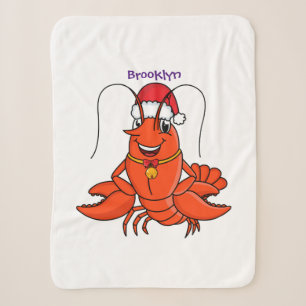 Couverture Sherpa Cute joyeux homard portant le dessin du casquette