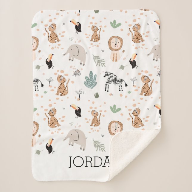 Couverture Sherpa Cute Jungle Rainforest Animaux Motif (Devant)