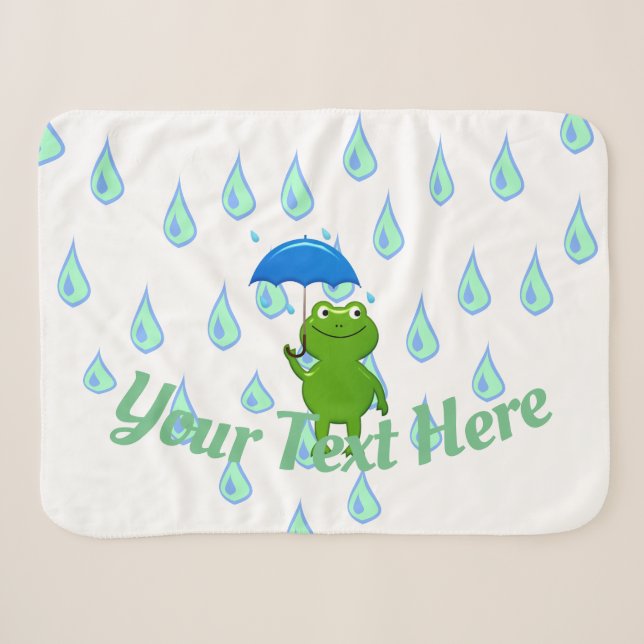 Couverture Sherpa Cute Kawaii Grenouille et pluie (Devant (Horizontal))