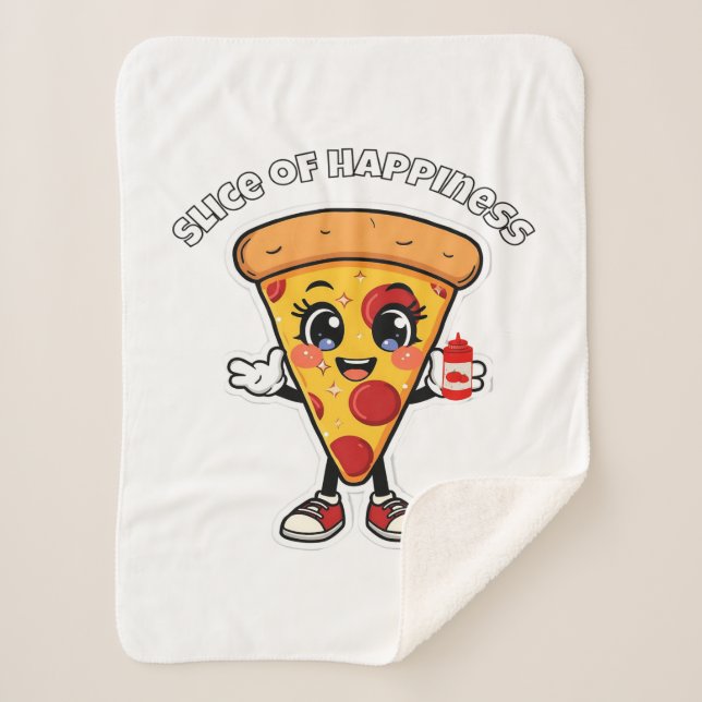 Couverture Sherpa Cute Kawaii Pizza Sherpa Blanket – Cozy Cartoon Pi (Devant)