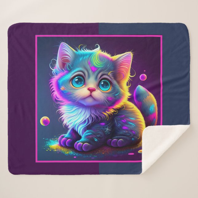 Couverture Sherpa Cute Kitten Animé (Devant (Horizontal))