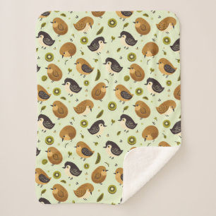 Couverture Sherpa Cute Kiwi Birds Motif
