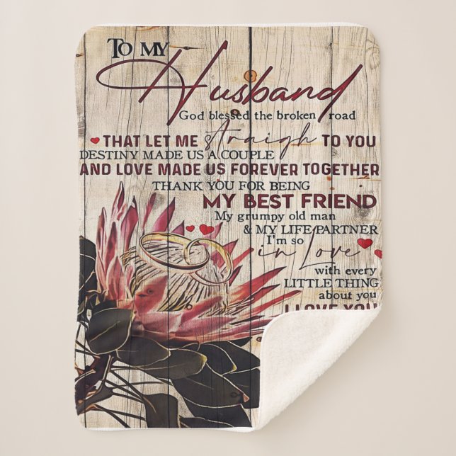Couverture Sherpa Cute Letter To Husband | Cool Design Gift | (Devant)