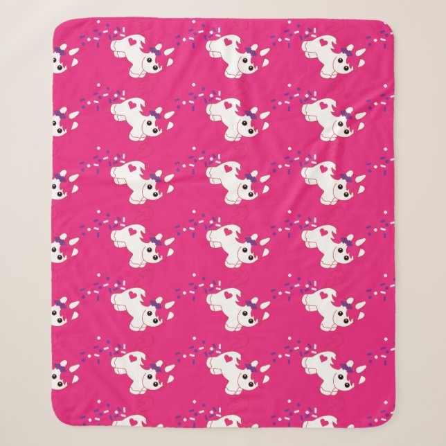 Couverture Sherpa Cute Nursery Unicorn Décor (Devant)