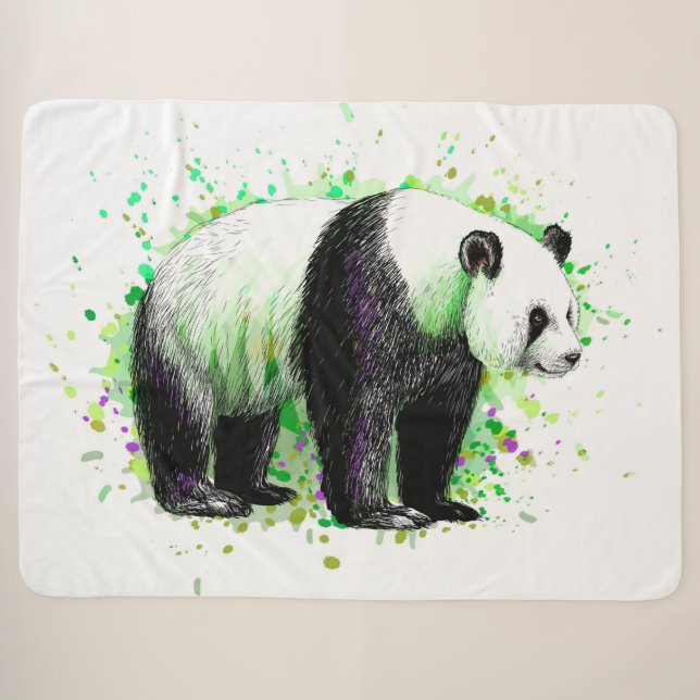 Couverture Sherpa Cute ours Panda (Devant (Horizontal))