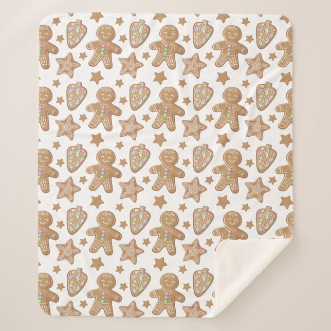 Couverture Sherpa Cute pain d'épices Noël Motif biscuit (Devant)