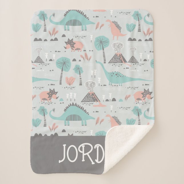 Couverture Sherpa Cute Pastel Dinosaur Motif (Devant)