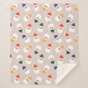Couverture Sherpa Cute Père Noël fait face au Motif de Noël