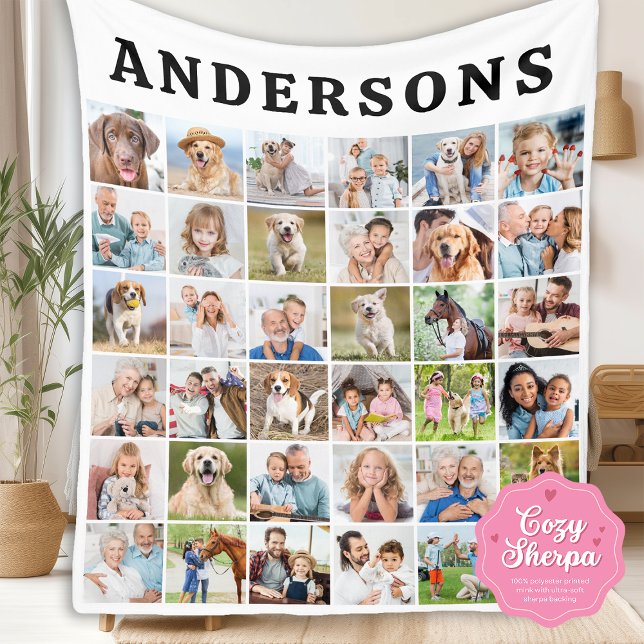 Couverture Sherpa Cute Personalized 36 Photos Collage Birthday Gift (Créateur téléchargé)