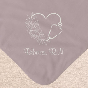 Couverture Sherpa Cute Personnalisée Stethoscope Floral Infirmière