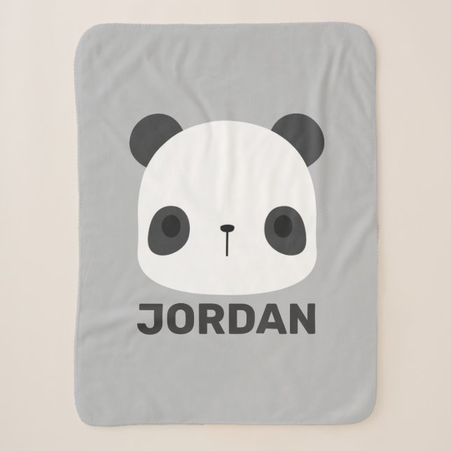 Couverture Sherpa Cute petit ours Panda avec nom personnalisé (Devant)