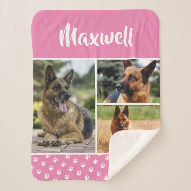 Couverture Sherpa Cute Photo Collage Nom du chien animal de compagni (Devant)