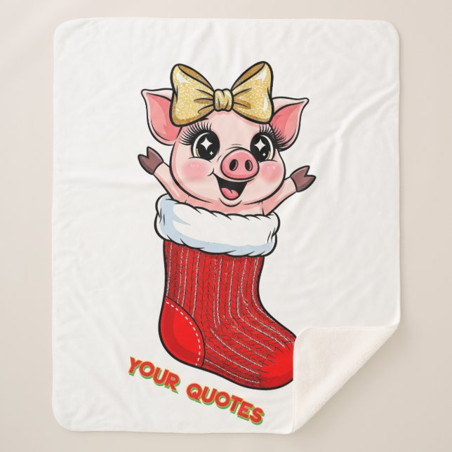 Couverture Sherpa Cute Pig in Christmas Stocking (Devant)