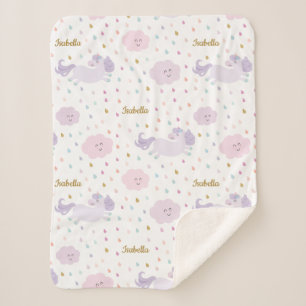 Couverture Sherpa Cute Purple Unicorn Girl's Personnalisé