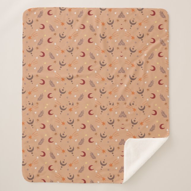 Couverture Sherpa Cute Retro Brown Boho Motif Whimsical (Devant)
