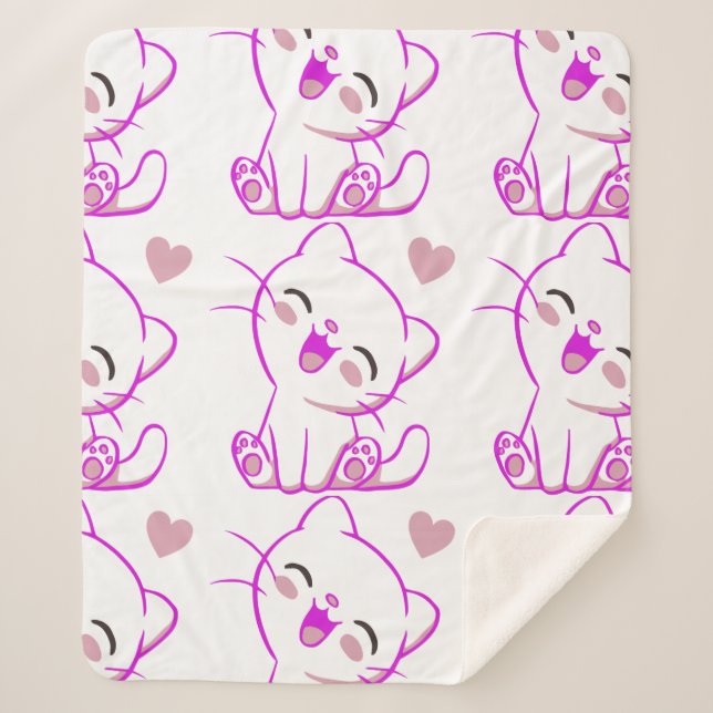 Couverture Sherpa CUTE RIRE PETITE CUISINE Fuchsia (Devant)