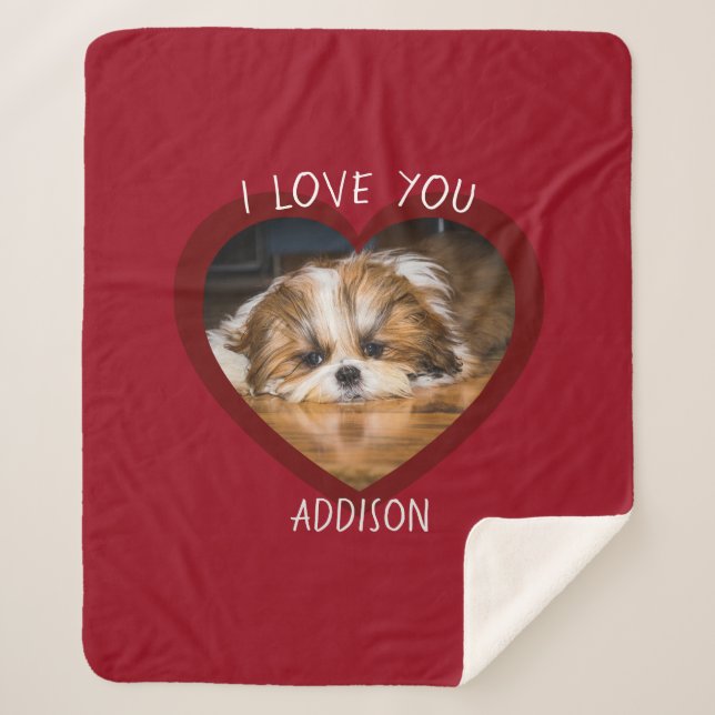 Couverture Sherpa Cute shih tzu love Saint Valentin (Devant)