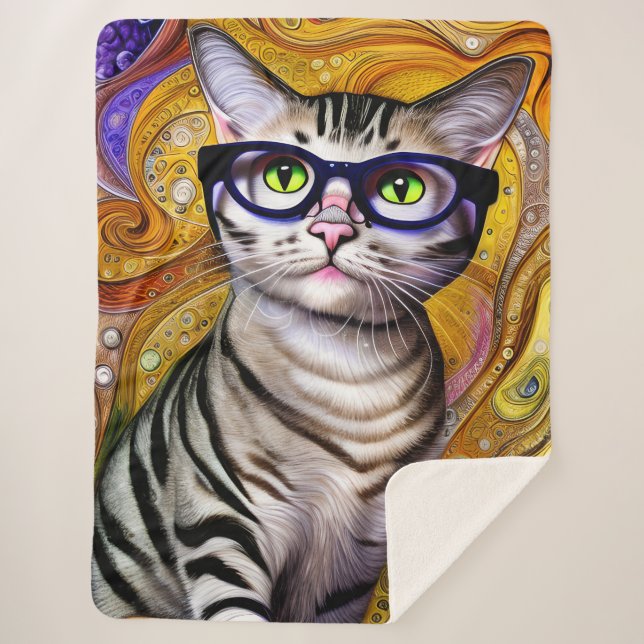 Couverture Sherpa Cute Smart Chat Porte des lunettes (Devant)