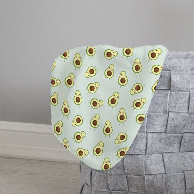 Couverture Sherpa Cute Smiling Kawaii Avocado Motif (Créateur téléchargé)