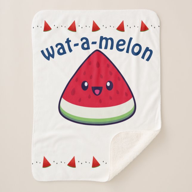 Couverture Sherpa Cute Smiling Kawaii Watermelon (Devant)