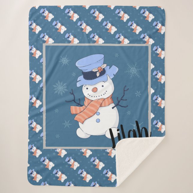 Couverture Sherpa Cute Snowman (Devant)