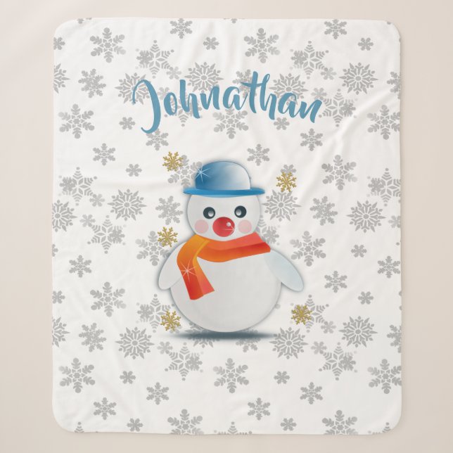 Couverture Sherpa Cute Snowman (Devant)